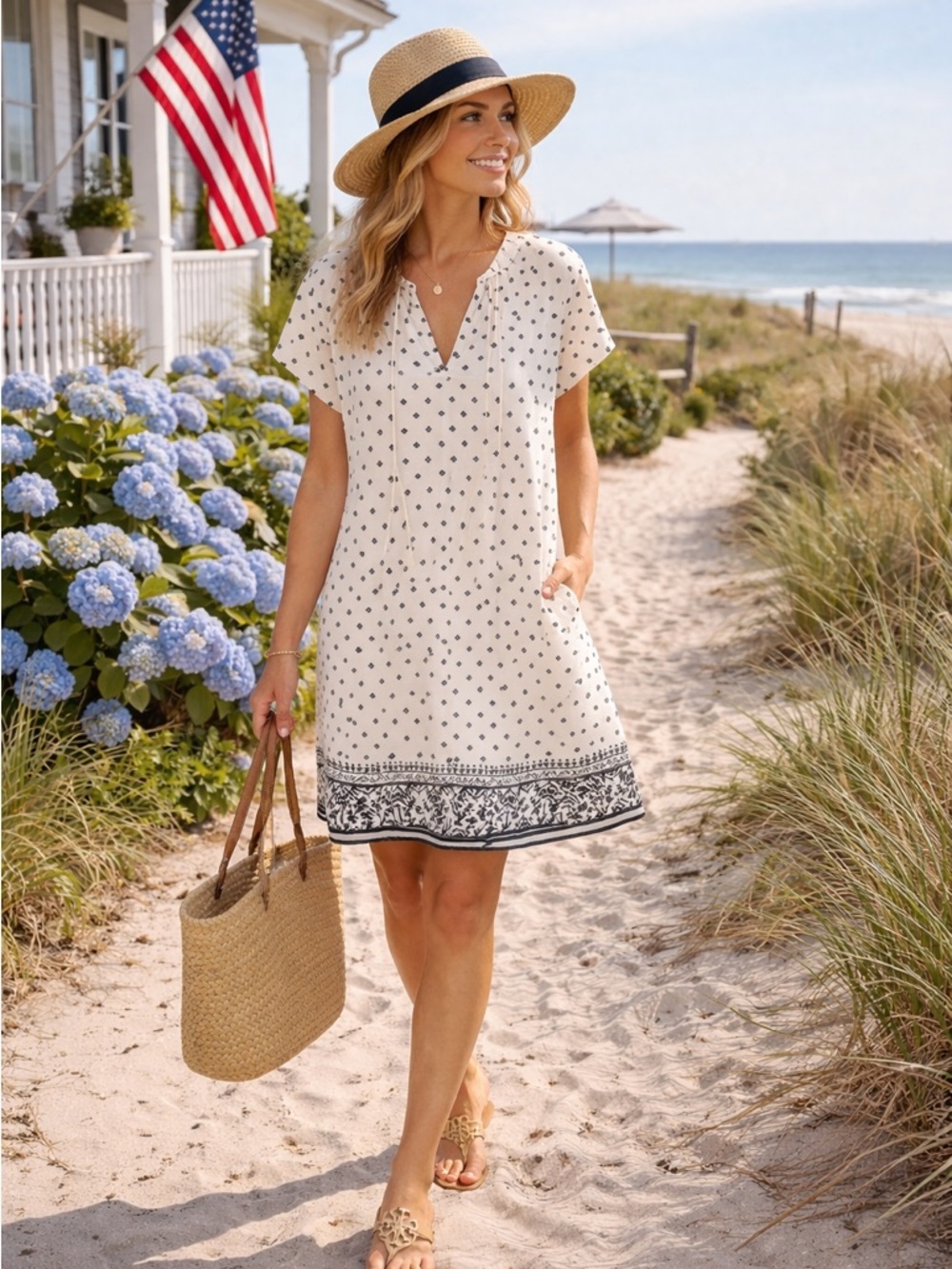 Vineyard Vines Fan Border Print Tunic Size 0